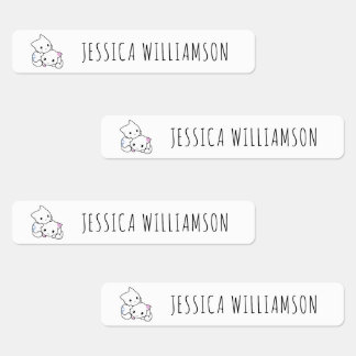 Cute Kitty Cats Modern Add Your Name Kids  Kids' Labels