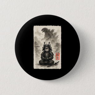 Cute Kitty Catzilla Angry Kaiju Anime Cat Monster  Button