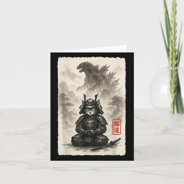 Cute Kitty Catzilla Angry Kaiju Anime Cat Monster  Card (Front)