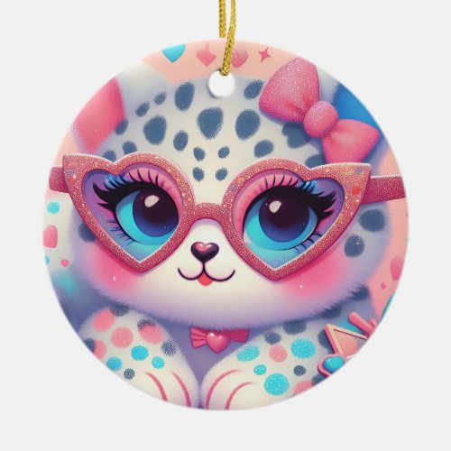 Cute Kitty  Ceramic Ornament