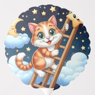 Cute Kitty Climbs Ladder to the Moon  Balloon