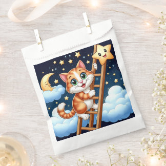 Cute Kitty Climbs Ladder to the Moon  Favor Bag