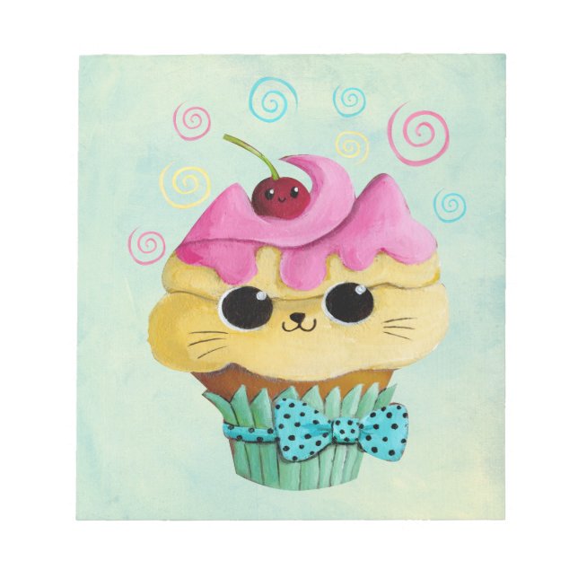 Cute Kitty Cupcake Notepad (Front)