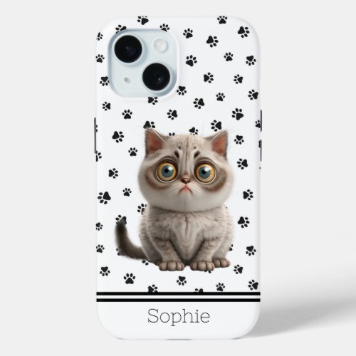 Cute Kitty Custom iPhone 15 Case