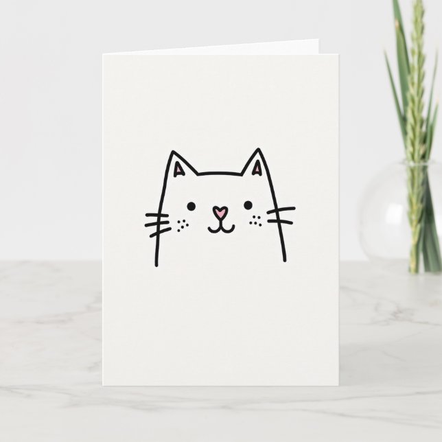 Cute Kitty Drawing Card (Front)