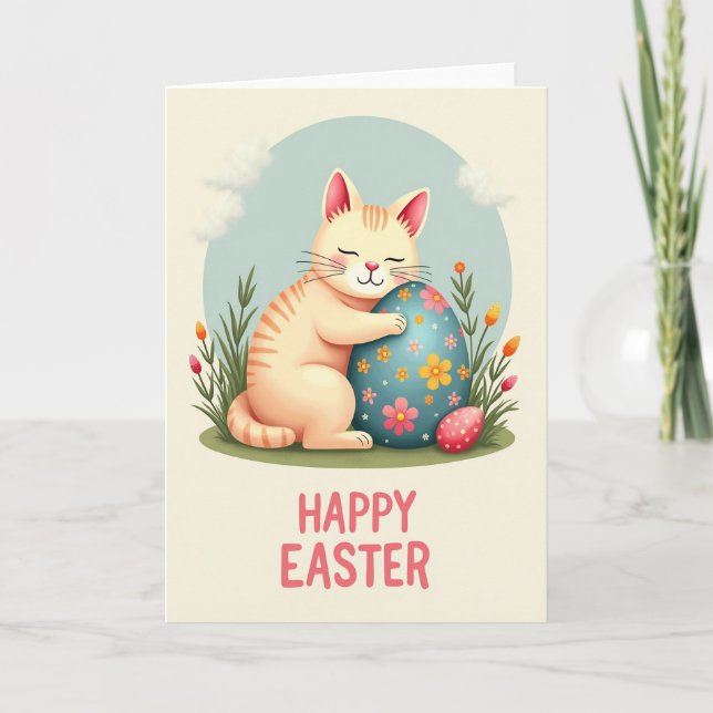 Cute Kitty Easter Wishes Card (Front)