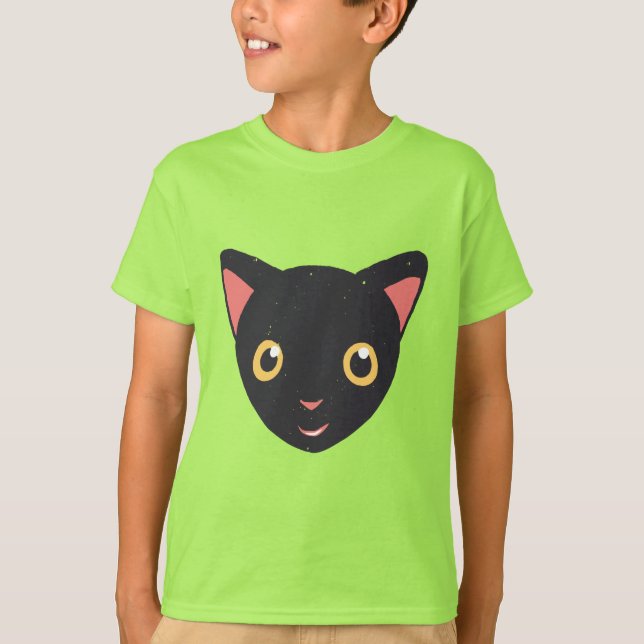 Cute Kitty Face Black Kitten T-Shirt (Front)