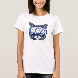 Cute Kitty Face Cat with Ski Glasses T-Shirt