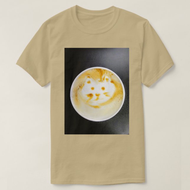 Cute Kitty Face Latte Art T-Shirt (Design Front)