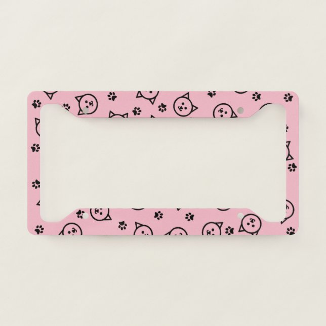 Cute Kitty Face Pattern License Plate Frame (Front)