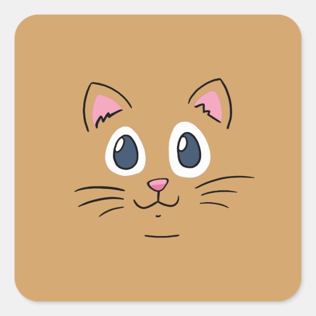 Cute Kitty Face Square Sticker (Front)