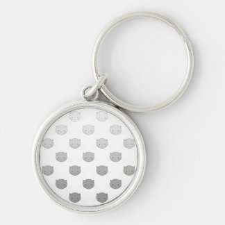 Cute Kitty Faces in Black White Gray Keychain