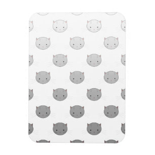 Cute Kitty Faces in Black White Gray Magnet