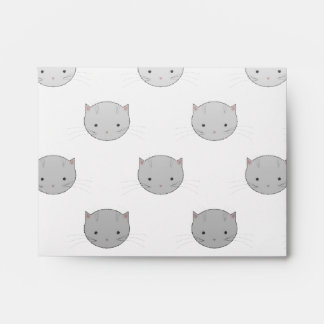 Cute Kitty Faces in Black White Grey Envelope