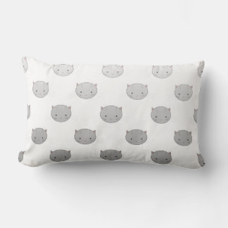 Cute Kitty Faces in Black White Grey Lumbar Pillow