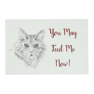 Cute Kitty Feeding Time Funny Cat Placemat