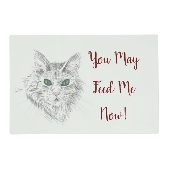 Cute Kitty Feeding Time Funny Cat Placemat (Front)
