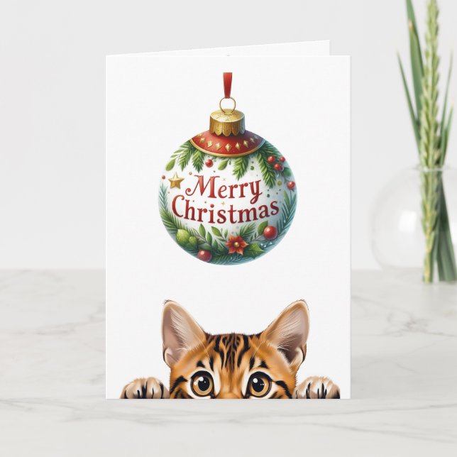 Cute Kitty Funny Cat Christmas  Card (Front)