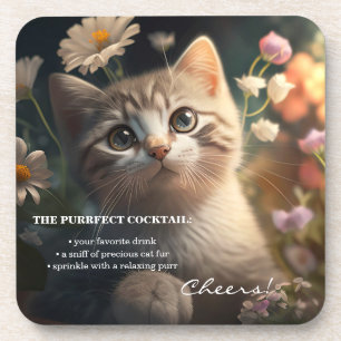 Cute Kitty Funny Cocktail Recipe Cat Coaster