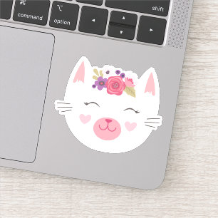 Cute Kitty Girl Birthday Party Sticker