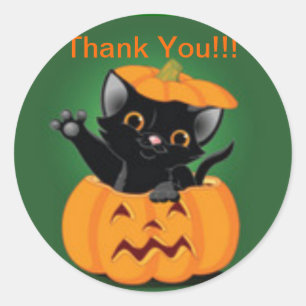 Cute Kitty Halloween Thank You Sticker