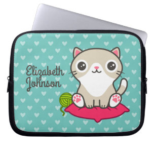Cute Kitty Illustration Laptop Sleeve