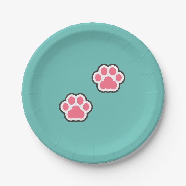 Cute Kitty Illustration Paper Plates (Front)