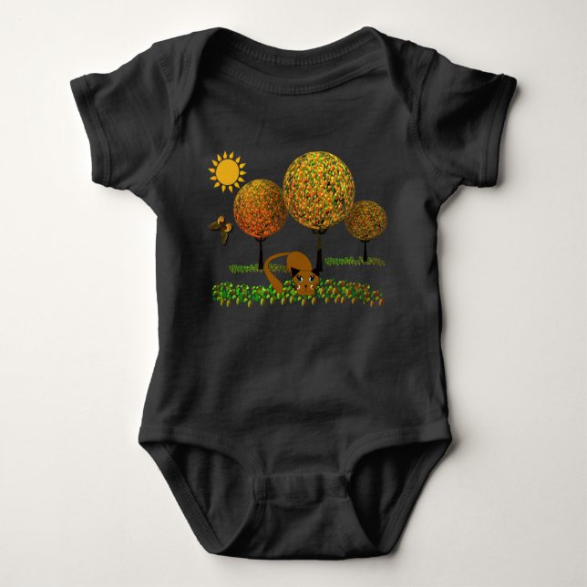 Cute Kitty in Jelly Bean Forest Baby Bodysuit (Front)