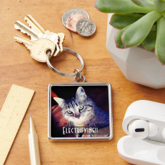 Cute Kitty In The Rafters Close-Up Photograph Keychain