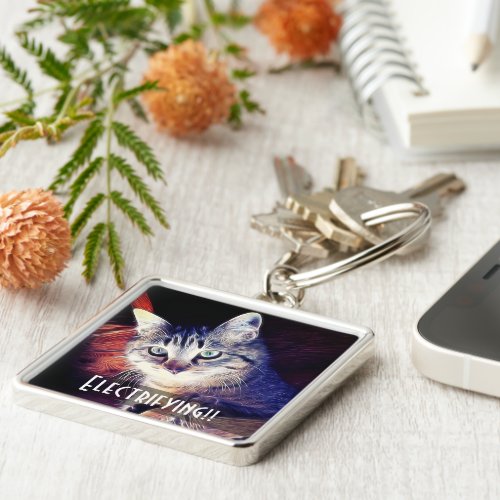 Cute Kitty In The Rafters Close_Up Photograph Keychain