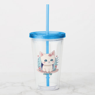 Cute Kitty Kawaii Chibi Acrylic Tumbler
