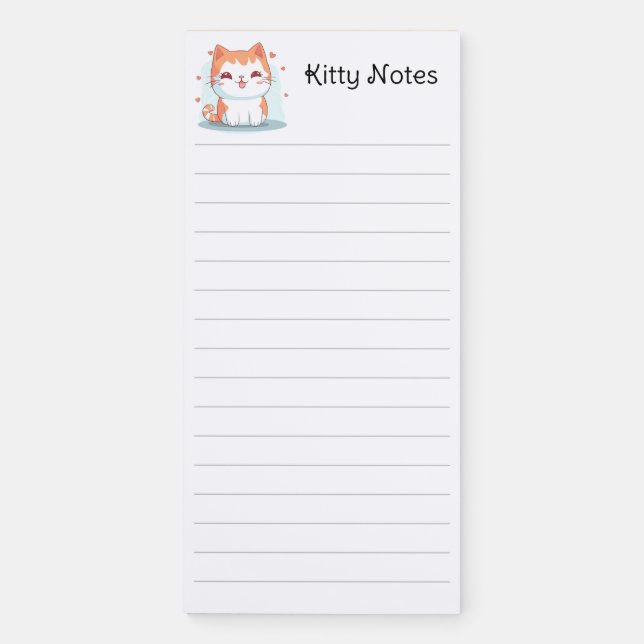 Cute Kitty Kawaii, Chibi Kitten Magnetic Notepad (Front)