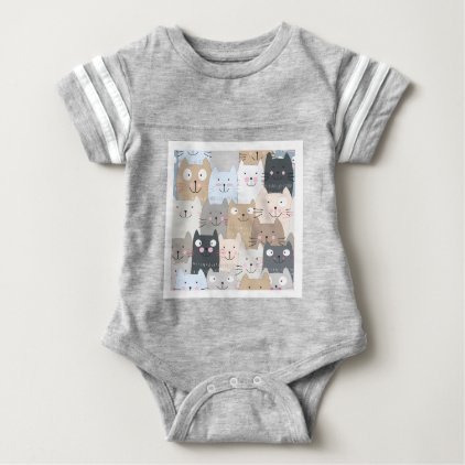 Cute kitty kitten cat blue grey pattern baby bodysuit