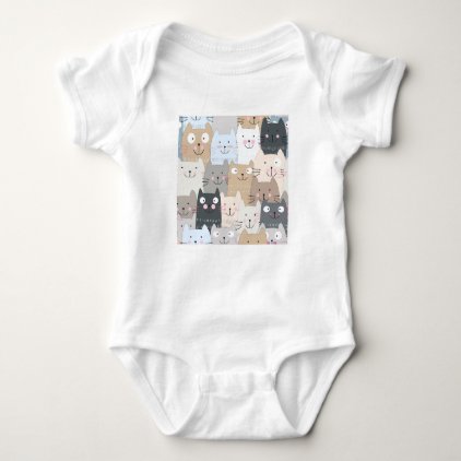 Cute kitty kitten cat blue grey pattern baby bodysuit