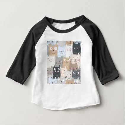 Cute kitty kitten cat blue grey pattern baby T-Shirt