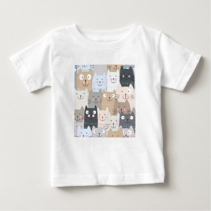 Cute kitty kitten cat blue grey pattern baby T-Shirt