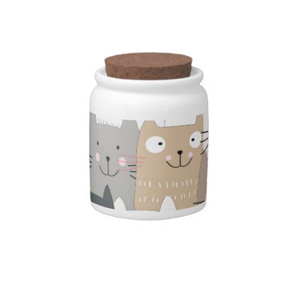 Cute kitty kitten cat blue grey pattern candy jars