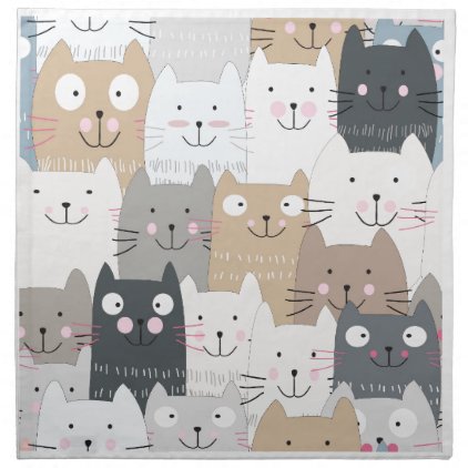 Cute kitty kitten cat blue grey pattern cloth napkin