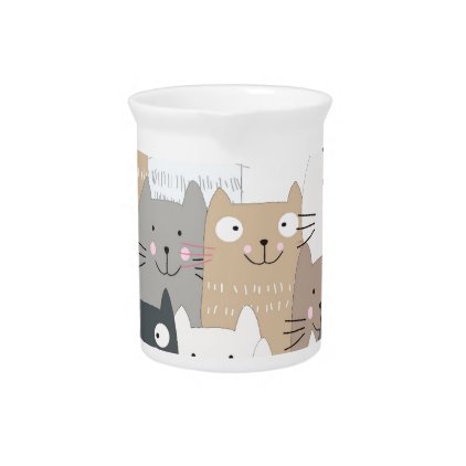 Cute kitty kitten cat blue grey pattern drink pitcher