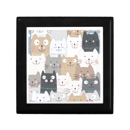 Cute kitty kitten cat blue grey pattern gift box