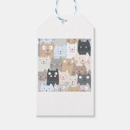 Cute kitty kitten cat blue grey pattern gift tags