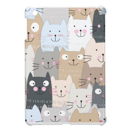 Cute kitty kitten cat blue grey pattern iPad mini case