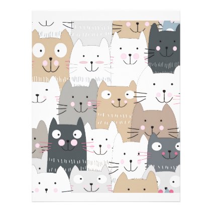 Cute kitty kitten cat blue grey pattern letterhead