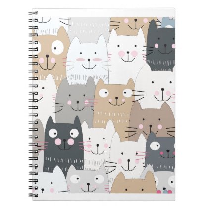 Cute kitty kitten cat blue grey pattern notebook