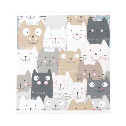 Cute kitty kitten cat blue grey pattern notepad