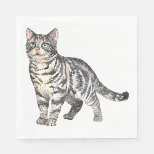 Cute Kitty Kitten Gray Tiger Cat Napkins