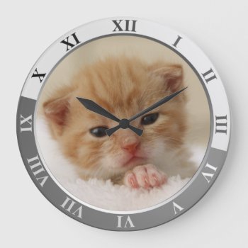 Cute Kitty Large Clock by Pir1900 at Zazzle