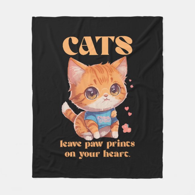 cute kitty love fleece blanket (Front)