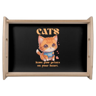 cute kitty love serving tray
