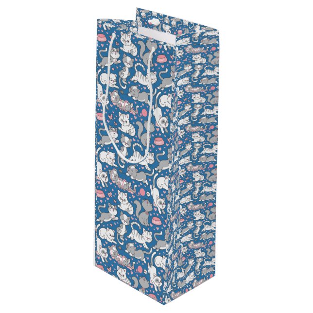 Cute Kitty Love Wine Gift Bag (Front Angled)